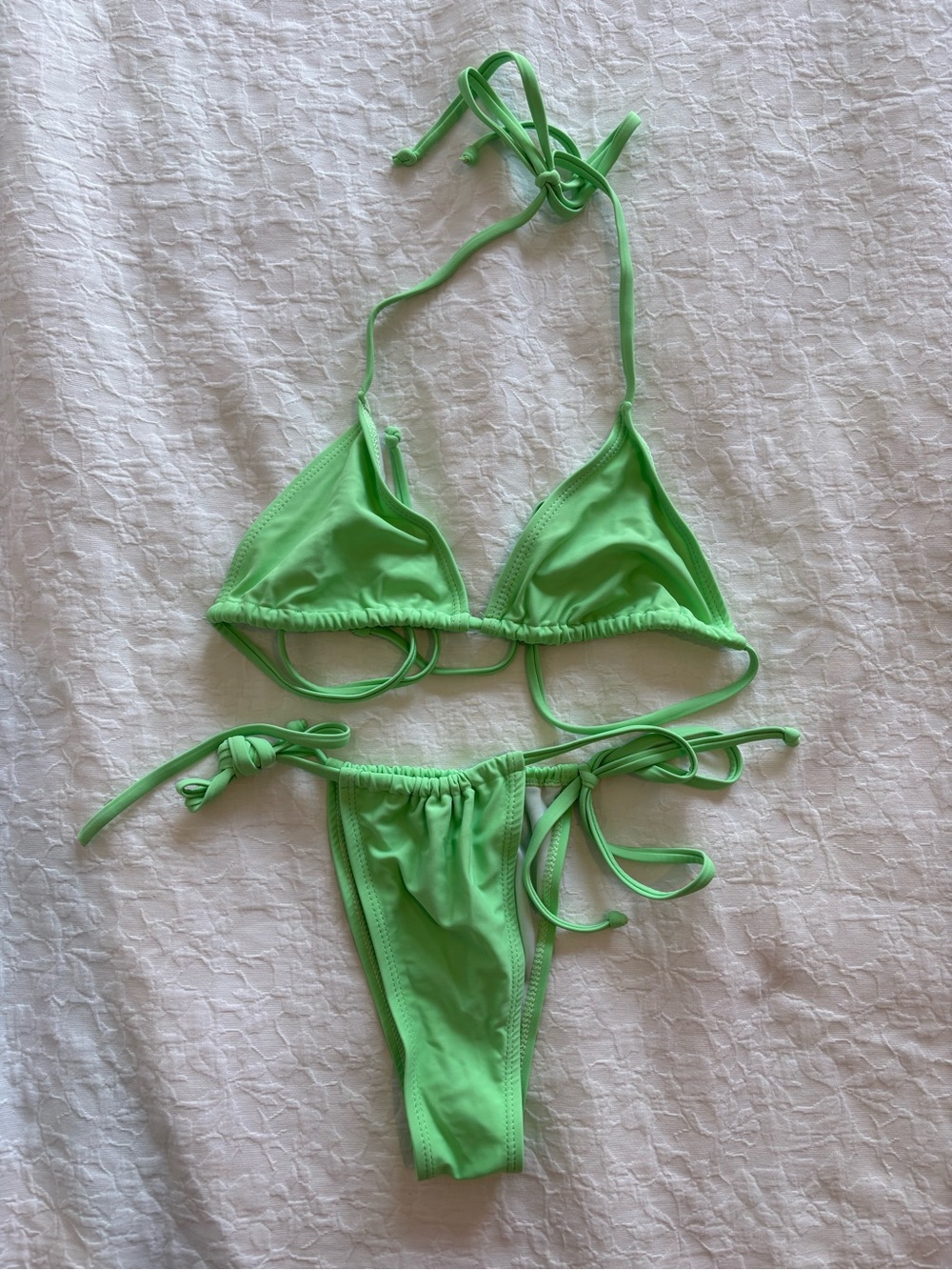 Amazon Neon Green Tie-Side Bikini Set